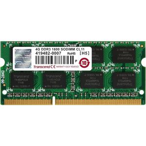 Transcend JM1600KSN-4G DDR3 4GB SO-DIMM 1600MHz, Non-ECC Unbuffered, CL11 1.5V, 256Mx8 2Rx8