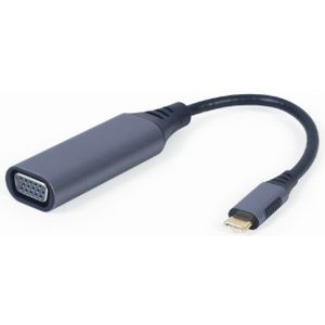 Gembird A-USB3C-VGA-01 VIDEO Adapter USB-C to VGA HD15, M/F, Cable, Space Grey