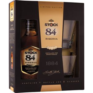 Stock 84 Riserva  brandy 38% vol. 0,7 l + 2 čaše