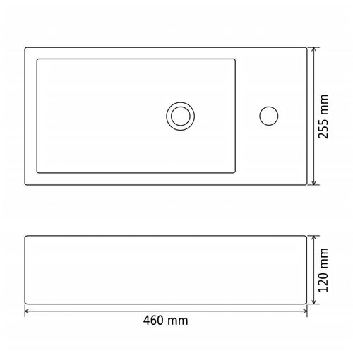 Umivaonik s otvorom pravokutni keramički crni 46x25,5x12 cm slika 34