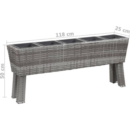 Vrtna sadilica s nogama i 5 posuda 118x25x50 cm poliratan siva slika 22