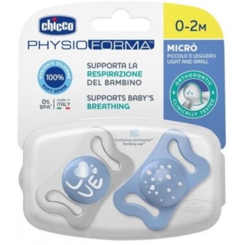 Chicco Duda varalica PhysioForma Micro 0-2mj - Silikon, 2kom Plava slika 1