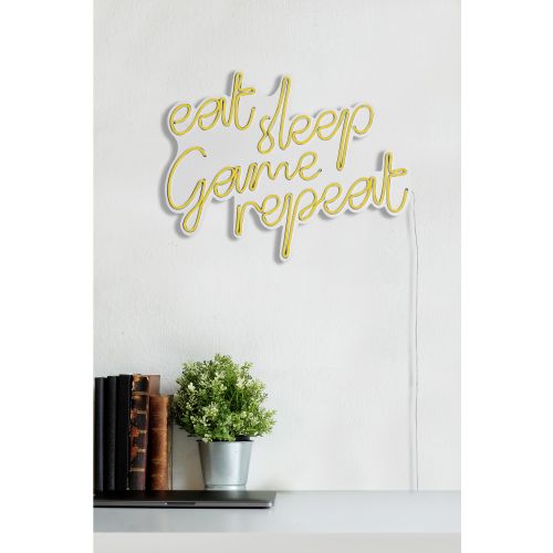 Wallity Ukrasna plastična LED rasvjeta, eat sleep game repeat - Yellow slika 4