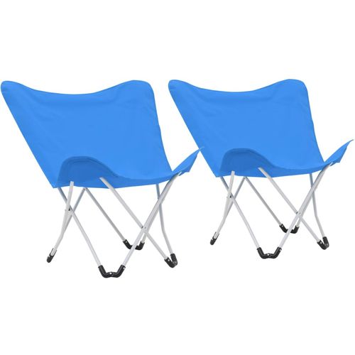 Stolice za kampiranje u obliku leptira 2 kom sklopive plave slika 1