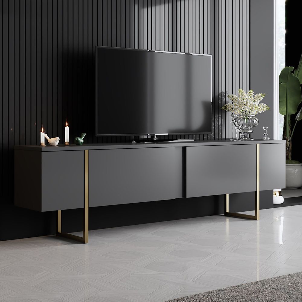 TV Stalak Luxe - Antracit, Zlatni Antracit slika 1