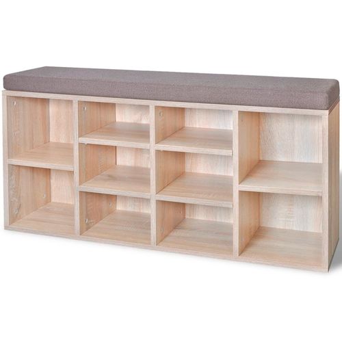 242555 Shoe Storage Bench 10 Compartments Oak Colour slika 12