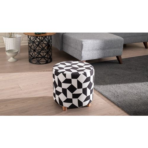 Atelier Del Sofa Tabure, Crno Bijela, Begon - Black, White slika 1