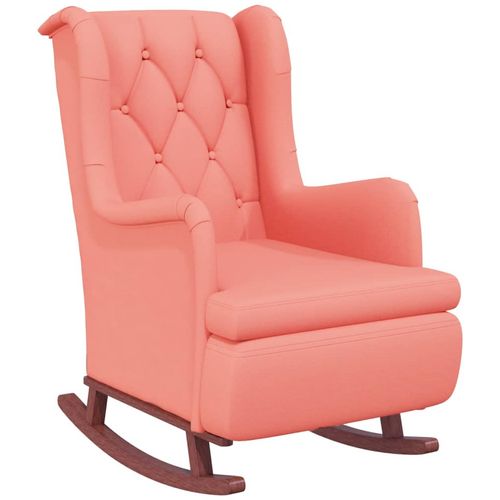 Fotelja s nogama za ljuljanje od kaučukovca ružičasta baršun slika 17