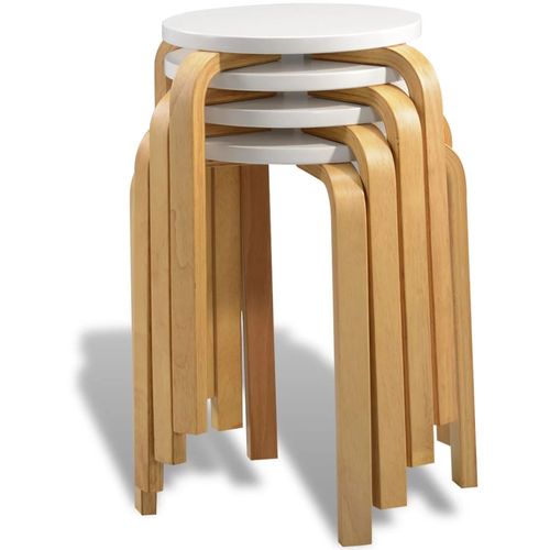 Barske stolice 4 kom od zaobljenog drva bijele slika 12