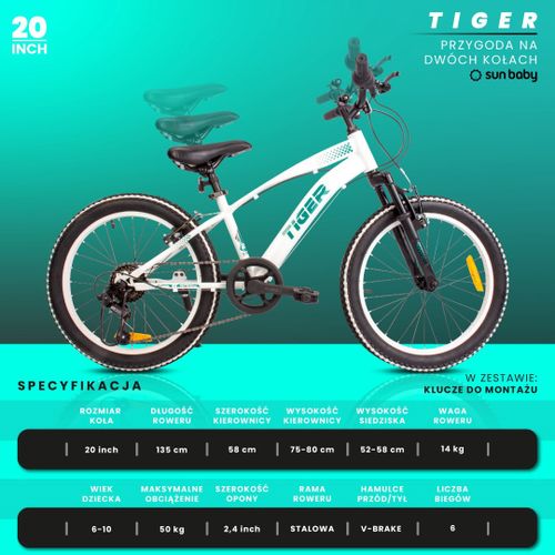 Dječji bicikl Tiger 20" RevoShift Shimano 6 brzina bijelo-zeleni slika 3