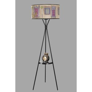 Venedik sehpalı siyah lambader silindir 01 abajurlu Multicolor Floor Lamp