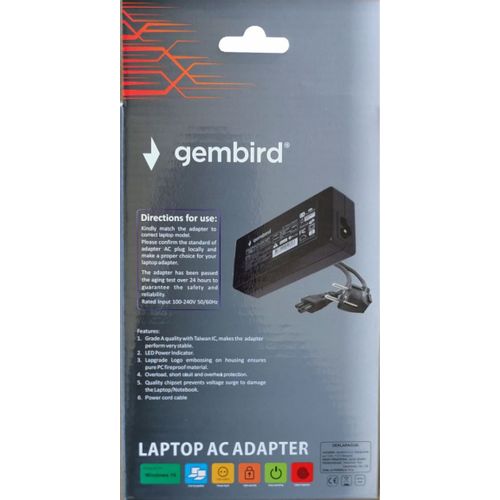 NPA40-190-2370 (AS10) ** Gembird punjac za laptop 40W-19V-2.37A, 4.0x1.35mm black (747 Alt=AS14) slika 2