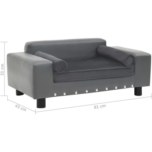 Sofa za pse siva 81 x 43 x 31 cm od pliša i umjetne kože slika 17