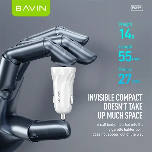 Bavin Auto punjač 2xUSB + kabl Micro crna slika 5