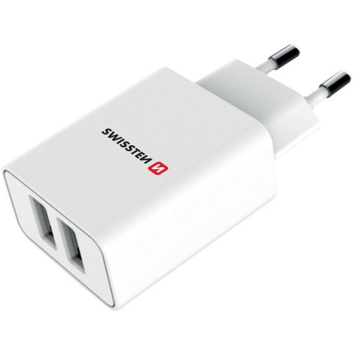 SWISSTEN punjač za AC220, 2xUSB, 2.1A, SMART IC, bijeli+ microUSB kabel slika 2