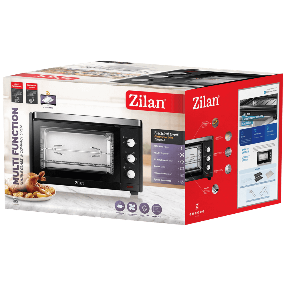Zilan Mini pećnica sa grillom, zapremina 45 l, 2000 W, crna - ZLN1024 slika 2