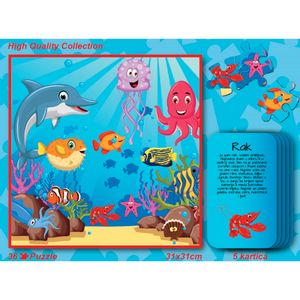 Puzzle - Životinje iz mora + 5 edukativnih kartica - 600061