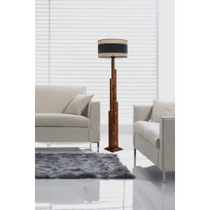 Kule Ceviz Lambader Silindir 03 Rattan Abajurlu Walnut Floor Lamp