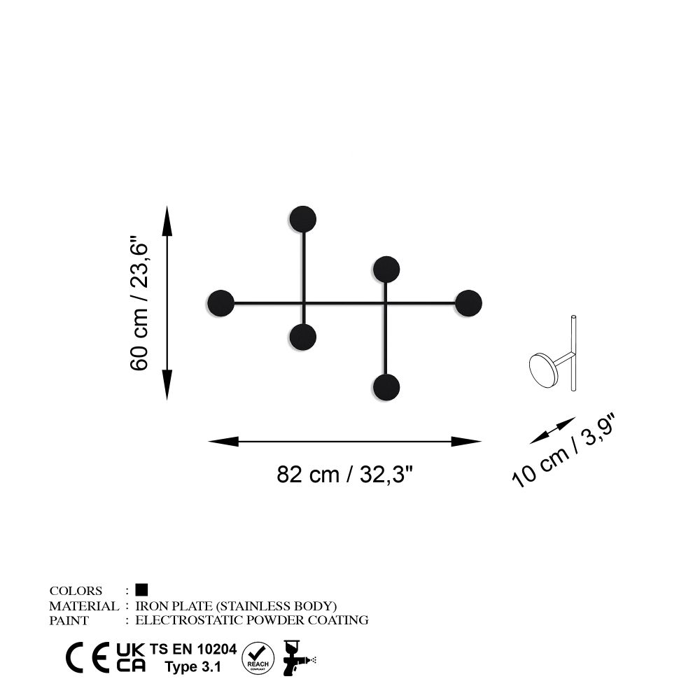 Metal wall hook Dama, colour: black slika 6
