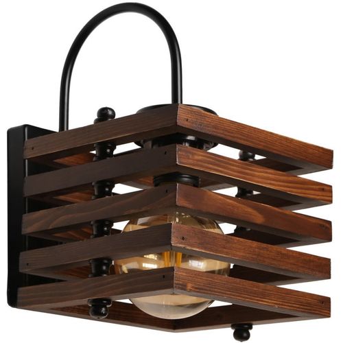 Avni kare ahşap ceviz aplik Brown Wall Lamp slika 3