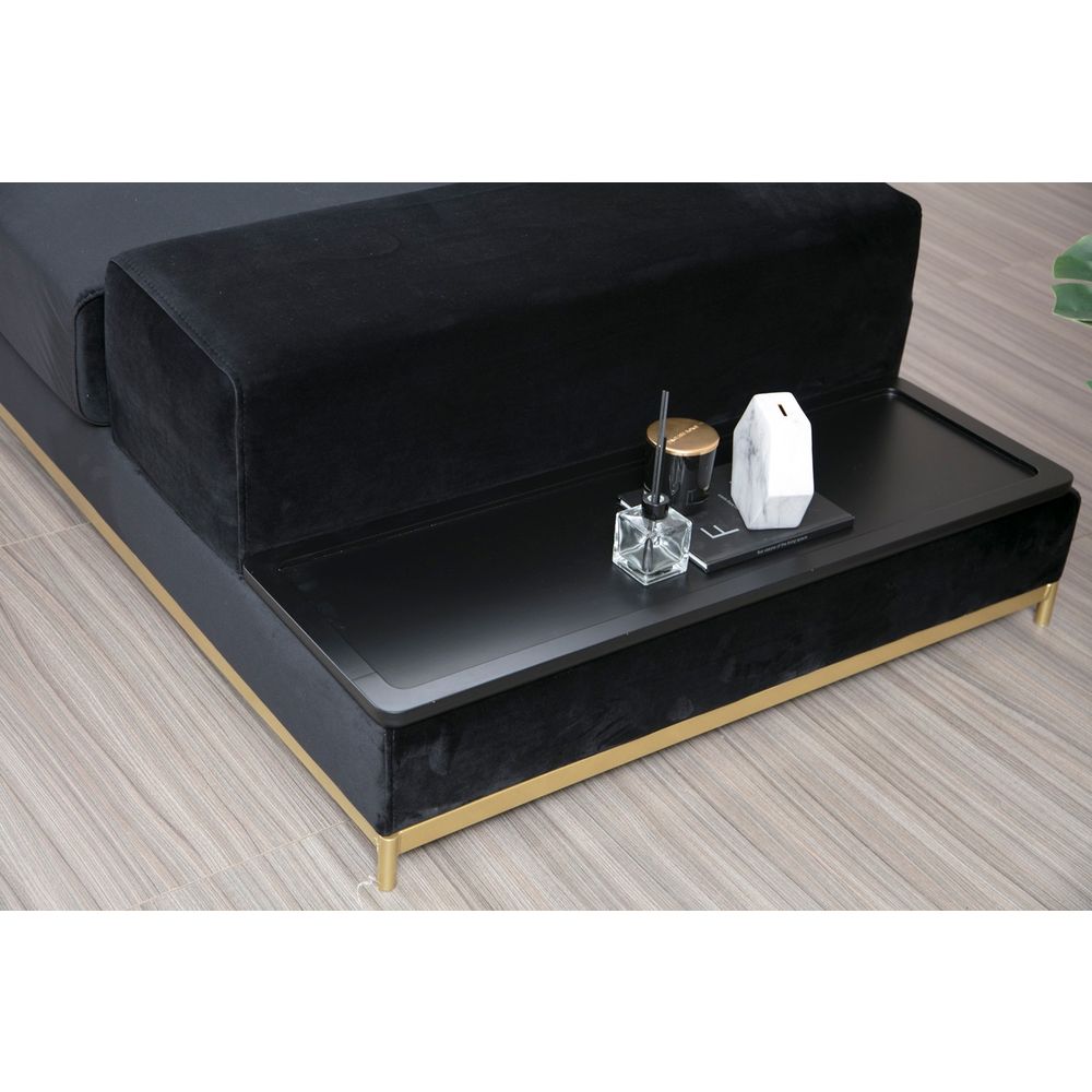 Sofa sa Bočnim Stolom - Crna i Zlatna, 4-Sjedala slika 5