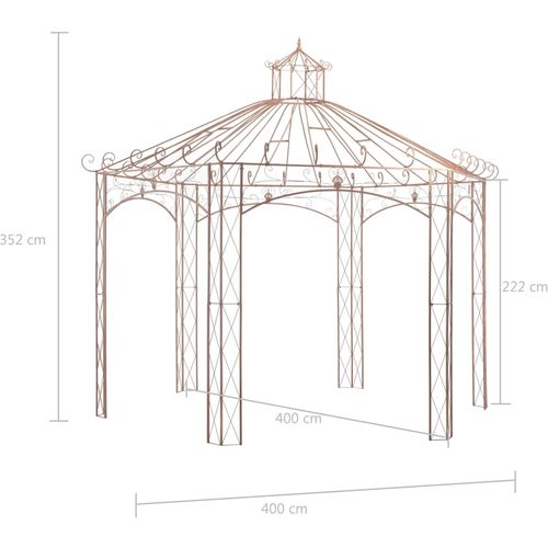 Vrtni paviljon antikni smeđi 4 m željezni slika 6