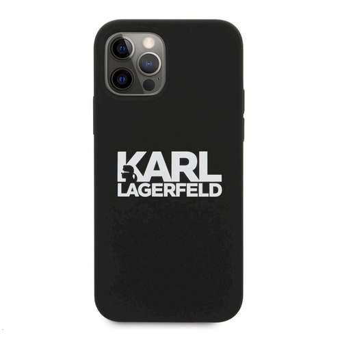 Maska Karl Lagerfeld Hc Silikone Stack Logo za iPhone 12 Pro Max 6.7 crna (KLHCP12LSLKLRBK) slika 1