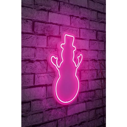 Wallity Ukrasna plastična LED rasvjeta, Snowman - Pink slika 1