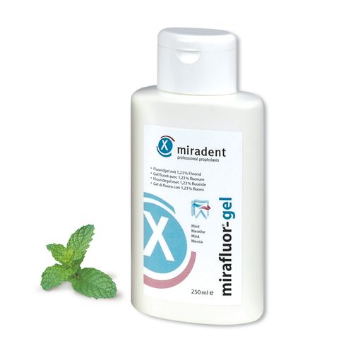 Miradent mirafluor-gel, 250ml, 1,23%, mint slika 1