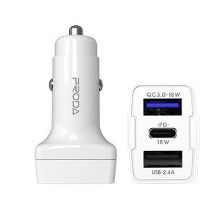 Auto punjač Power Delivery Quick Charge 3.0 18 W 2 x USB / USB Type- C