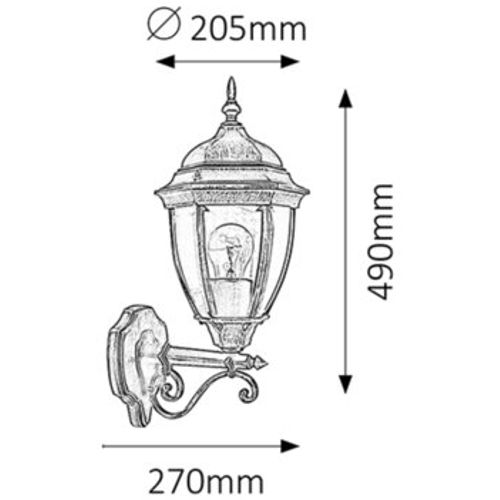 Rabalux Toronto spoljna zidna lampa 100W staro zlato IP44 Spoljna rasveta slika 2