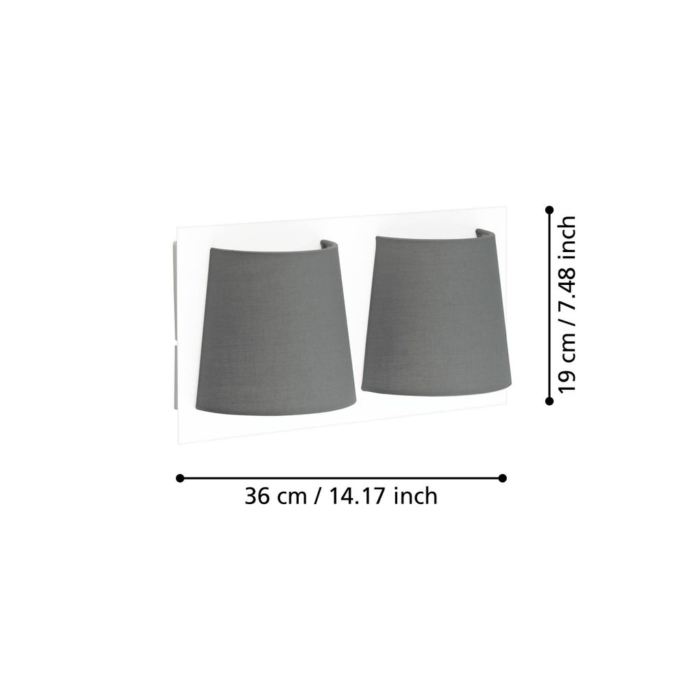 Eglo zidna rasvjeta serravalle led 2x5,4w 3000k 820lm bijelo/sivo v:190mm slika 3