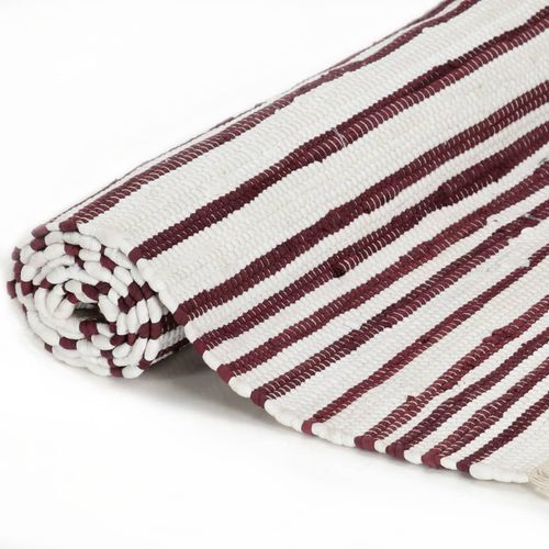 Ručno tkani tepih Chindi od pamuka 120 x 170 cm bordo-bijeli slika 14