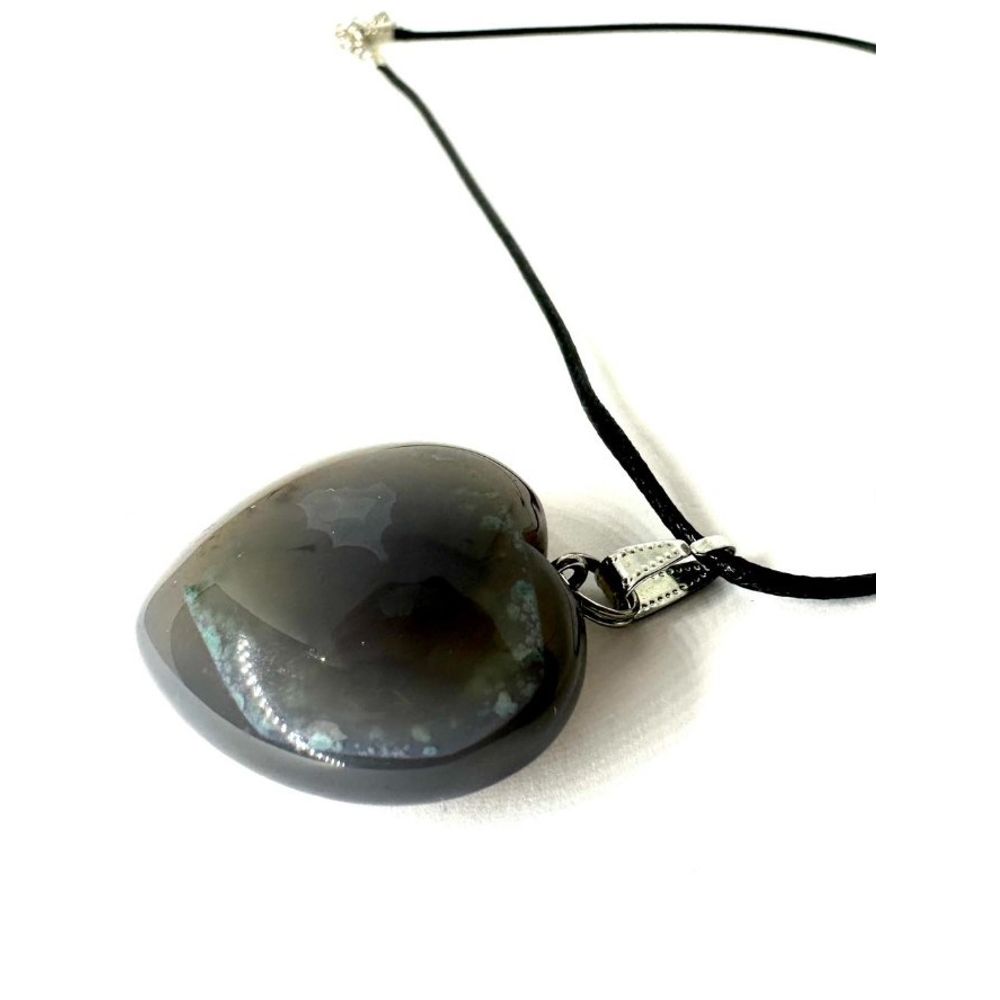 Poludrago kamenje Ogrlica Heart - Grey Agate slika 2
