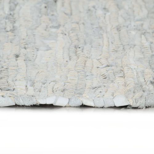 Ručno tkani tepih Chindi od kože 190 x 280 cm svjetlosivi slika 9