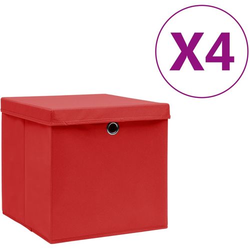 Kutije za pohranu s poklopcima 4 kom 28 x 28 x 28 cm crvene slika 19