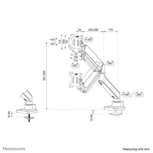 NEOMOUNTS DS70-450WH1 stalak za monitor 17-42" - bijeli slika 3