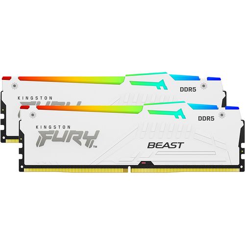 RAM DDR5 Kingston 64GB (2x32GB kit) PC5600 KF556C36BWEAK2-64 Fury Beast RGB White Expo slika 1