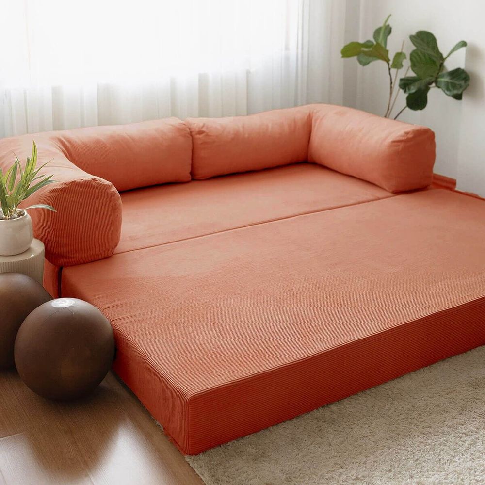 Nook - Sofa na razvlačenje s cvjetovima nara u crvenoj boji slika 2