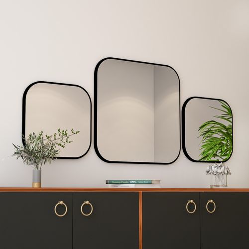 Atlantis Large - Black Black Decorative Chipboard Mirror slika 1