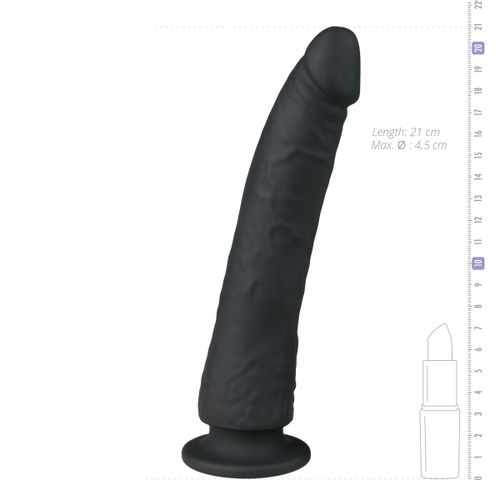 Dildo sa usisnom kapicom, crni slika 6