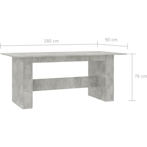 Blagovaonski stol siva boja betona 180 x 90 x 76 cm od iverice slika 14