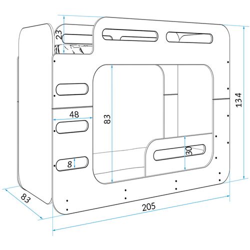 Drveni dječji krevet na kat MAX 2 - bijeli - 200x80 cm slika 4