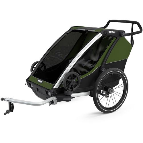 Thule Chariot Cab 2 zelena sportska dječja kolica i prikolica za bicikl za dvoje djece (4u1) slika 1