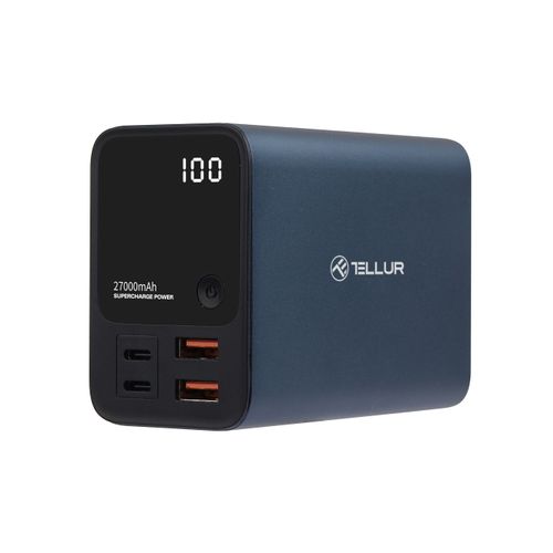 TELLUR POWER BANK PD903 Ultra Pro 10000mAh, 2xQC3.0 22.5W + 2xPD100W, LCD display, PLAVI slika 1