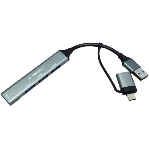 UHB-U3P4-06 ** Gembird HUB Type-A+C to 3*USB2.0 + 1*USB3.0 Aluminum (287) slika 1