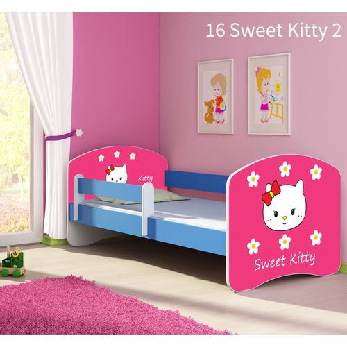 Dječji krevet ACMA s motivom, bočna plava 140x70 cm - 16 Sweet Kitty 2 slika 1
