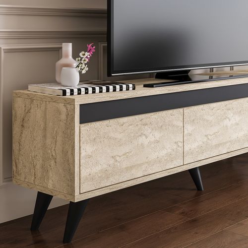 Woody Fashion TV stalak CENTURY, boja Travertine, antracit slika 4