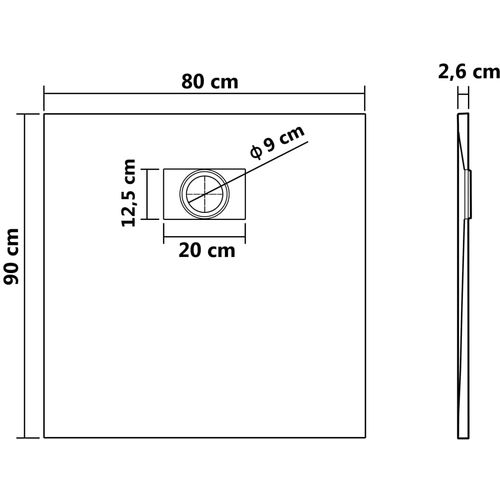 Kada za tuš SMC bijela 90 x 80 cm slika 20