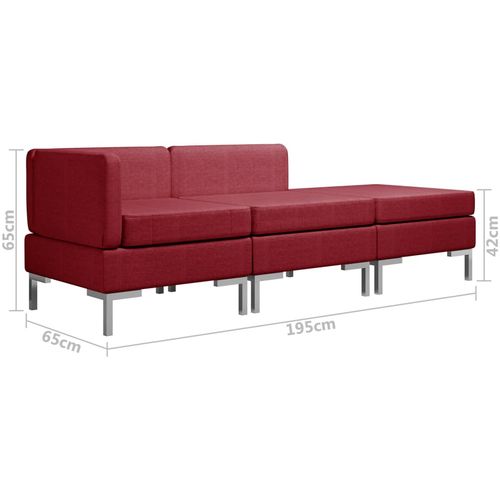 3-dijelni set sofa od tkanine crvena boja vina slika 7